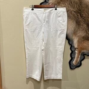 Loft Size 12 White Wide‎ Leg Cropped Julie Pants Summer Vacation